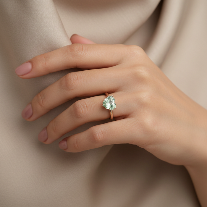 Anello Caramel Heart Prasiolite