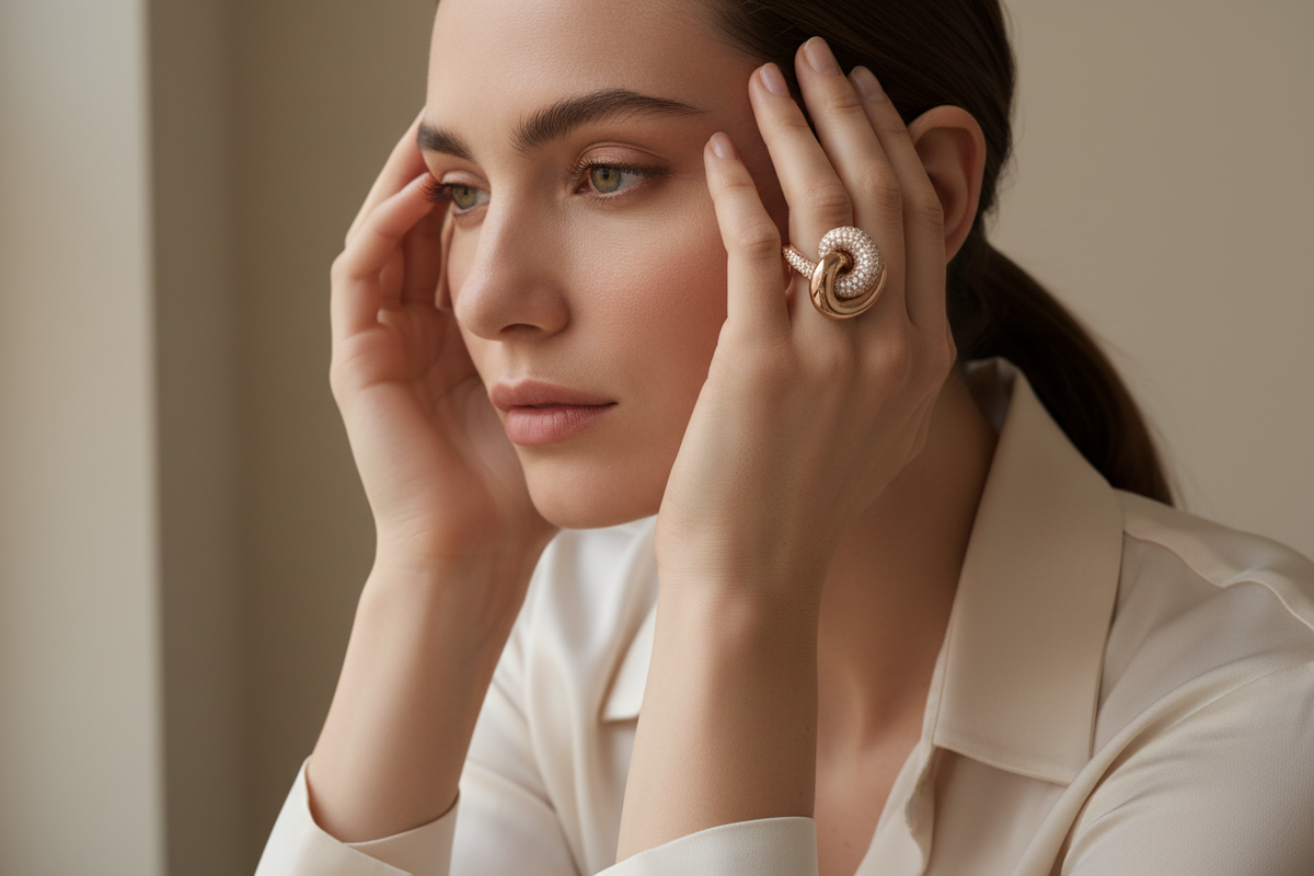 Anello in Oro Rosa 18kt con Pavé di Diamanti Taglio Brillante