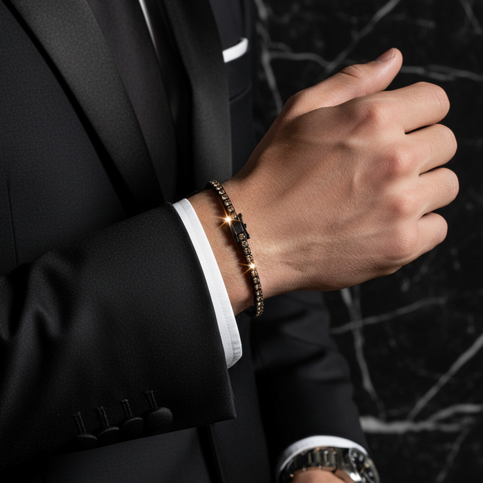 Bracciale Uomo  Tennis Diamanti Brown