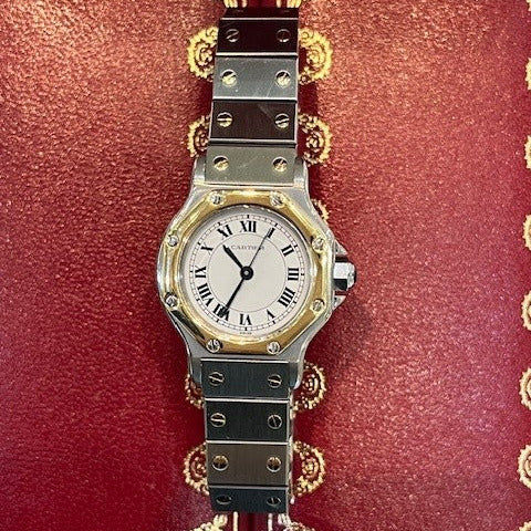 Cartier Santos Ottogonale in acciaio e oro giallo