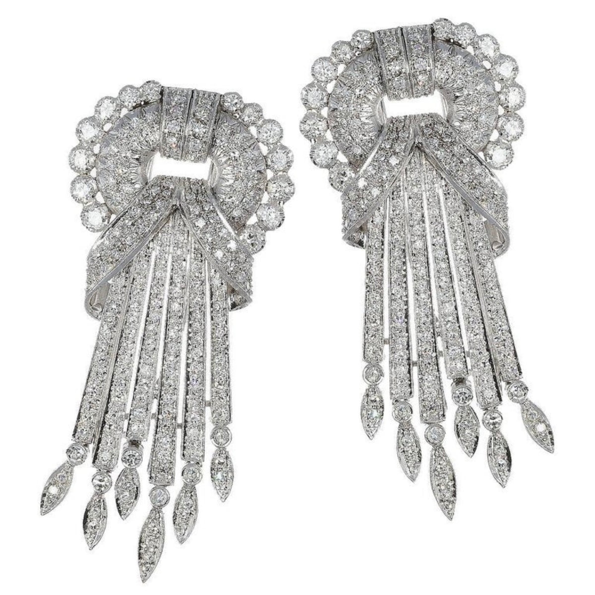 Special Deal - AIG 6.90 ct White Diamonds Bow Brooches Brilliant & Single Cut