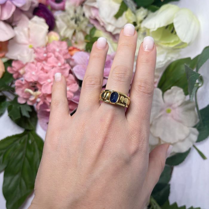 Anello in Oro Giallo 18kt con Zaffiro Centrale