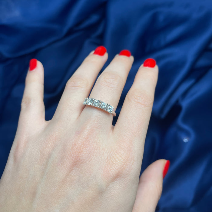 Anello Rivière Cinque Diamanti in Oro Bianco 18K