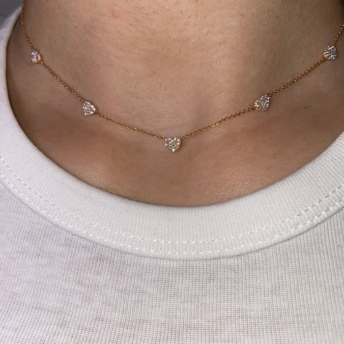 Collana in Oro Rosa 18 Carati con Stelle Pavé di Diamanti