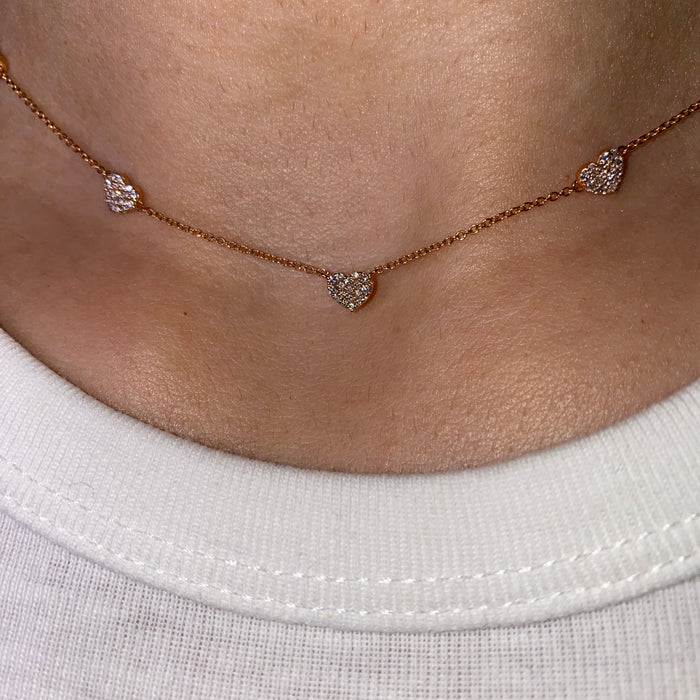 Collana in Oro Rosa 18 Carati con Stelle Pavé di Diamanti