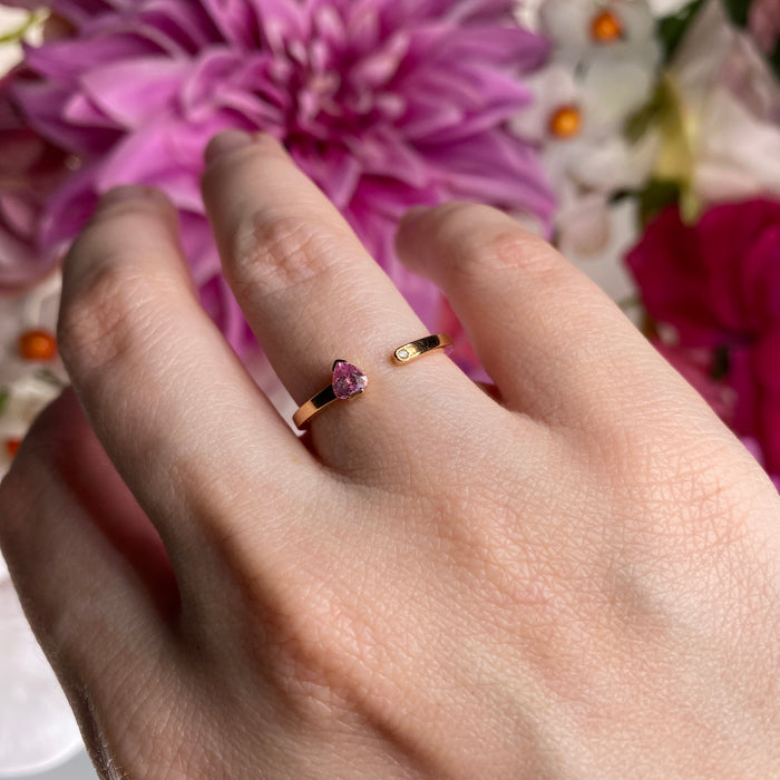 Anello Collezione Hope in Oro Rosa Zaffiro Rosa a Cuore e Diamante