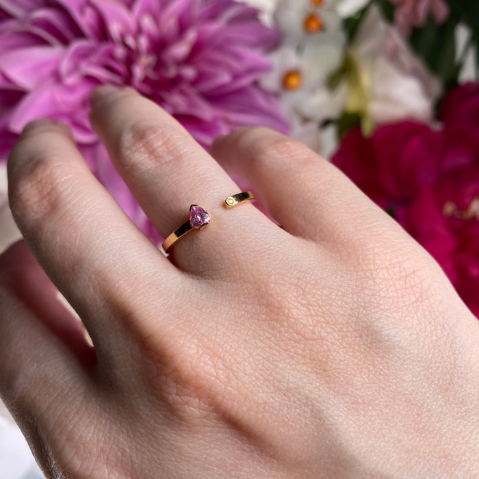 Anello Collezione Hope in Oro Rosa Zaffiro Rosa a Cuore e Diamante