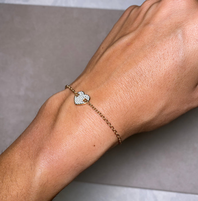 Bracciale in oro rosa 18kt con cuore in pavé di diamanti