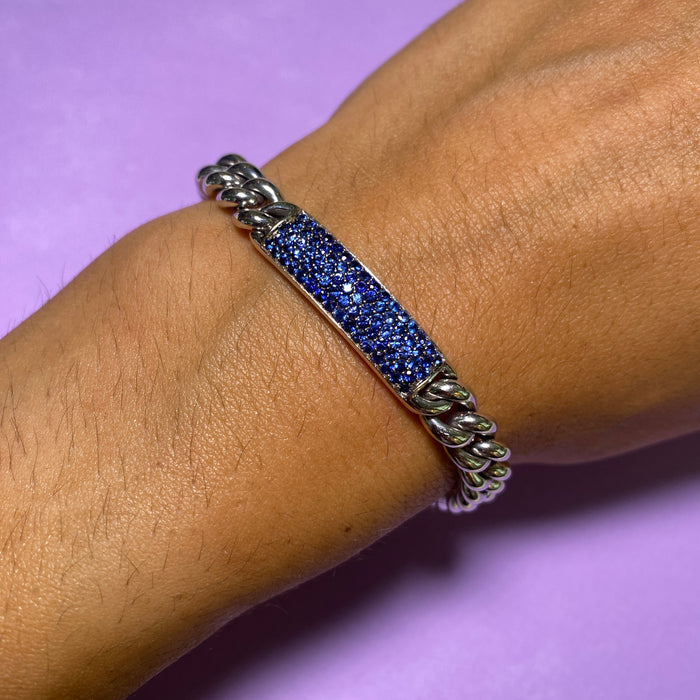 Bracciale Groumette in Oro Bianco con Zaffiri Blu