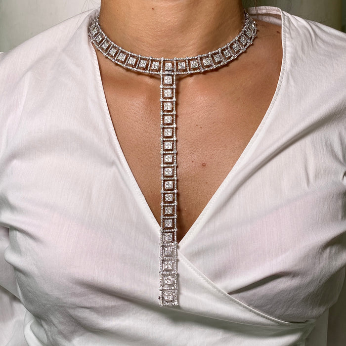 Girocollo - Parure "T Collection" in Oro Bianco con Diamanti