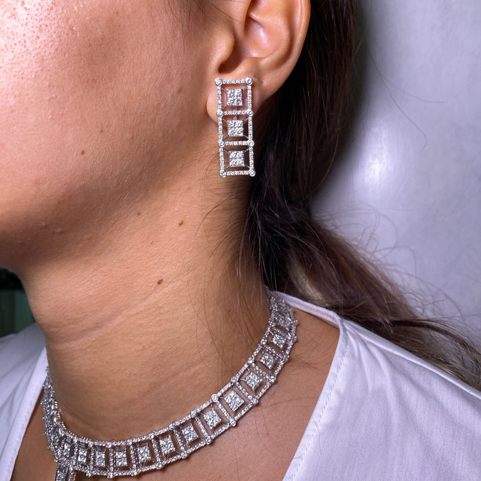 Girocollo - Parure "T Collection" in Oro Bianco con Diamanti