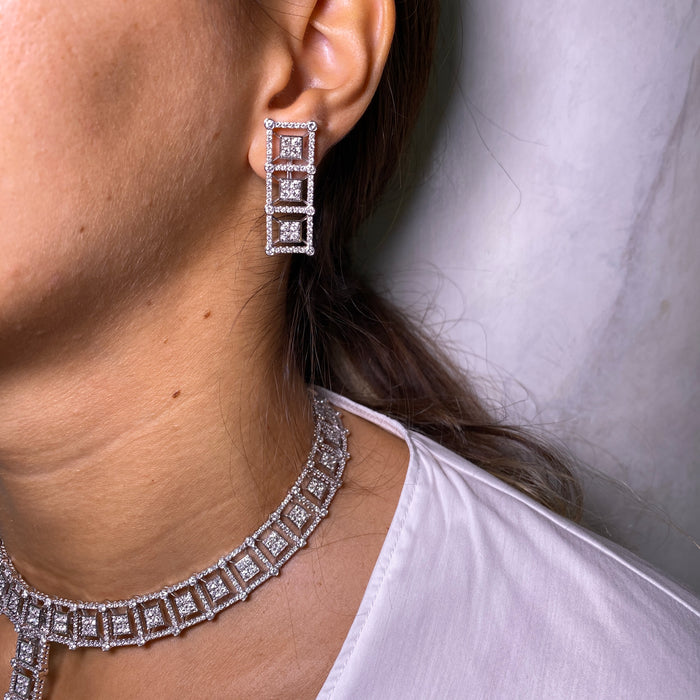 Girocollo - Parure "T Collection" in Oro Bianco con Diamanti