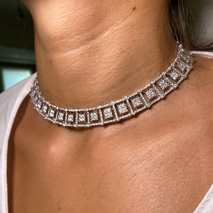 Girocollo - Parure "T Collection" in Oro Bianco con Diamanti