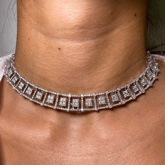 Girocollo - Parure "T Collection" in Oro Bianco con Diamanti