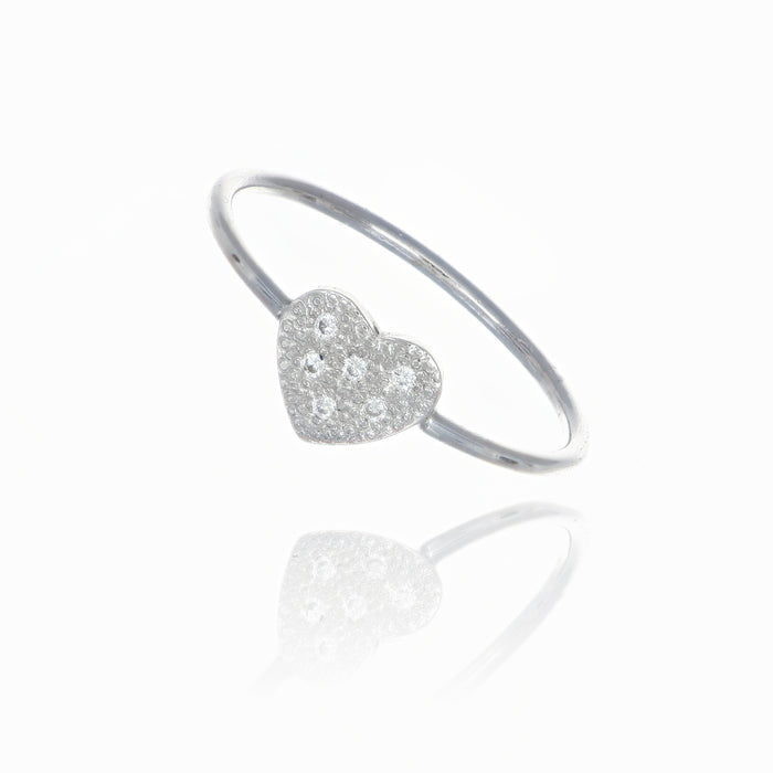 Anello in oro bianco con cuore e diamanti