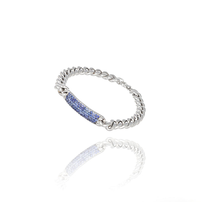 Bracciale Groumette in Oro Bianco con Zaffiri Blu