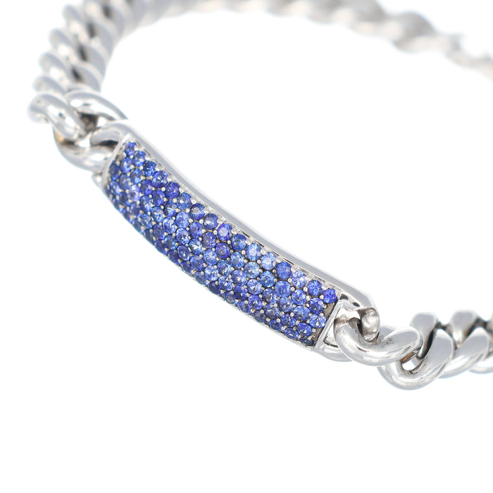 Bracciale Groumette in Oro Bianco con Zaffiri Blu