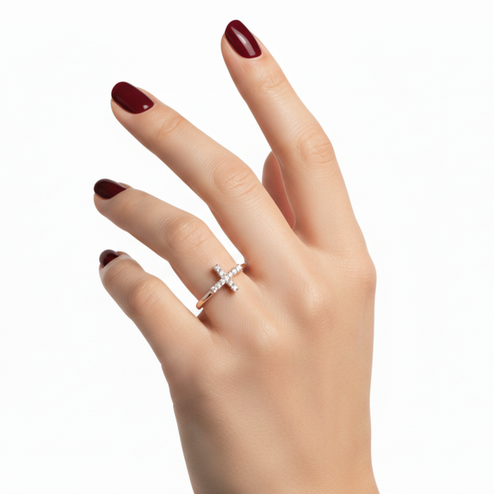 Anello Croce Rosé