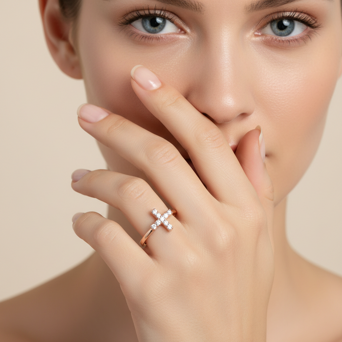 Anello Croce Rosé
