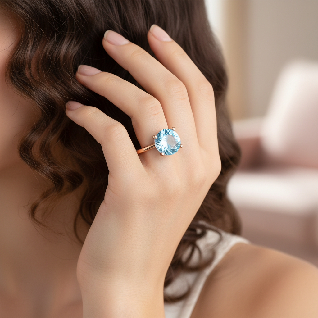 Anello Caramel Azul 9Kt