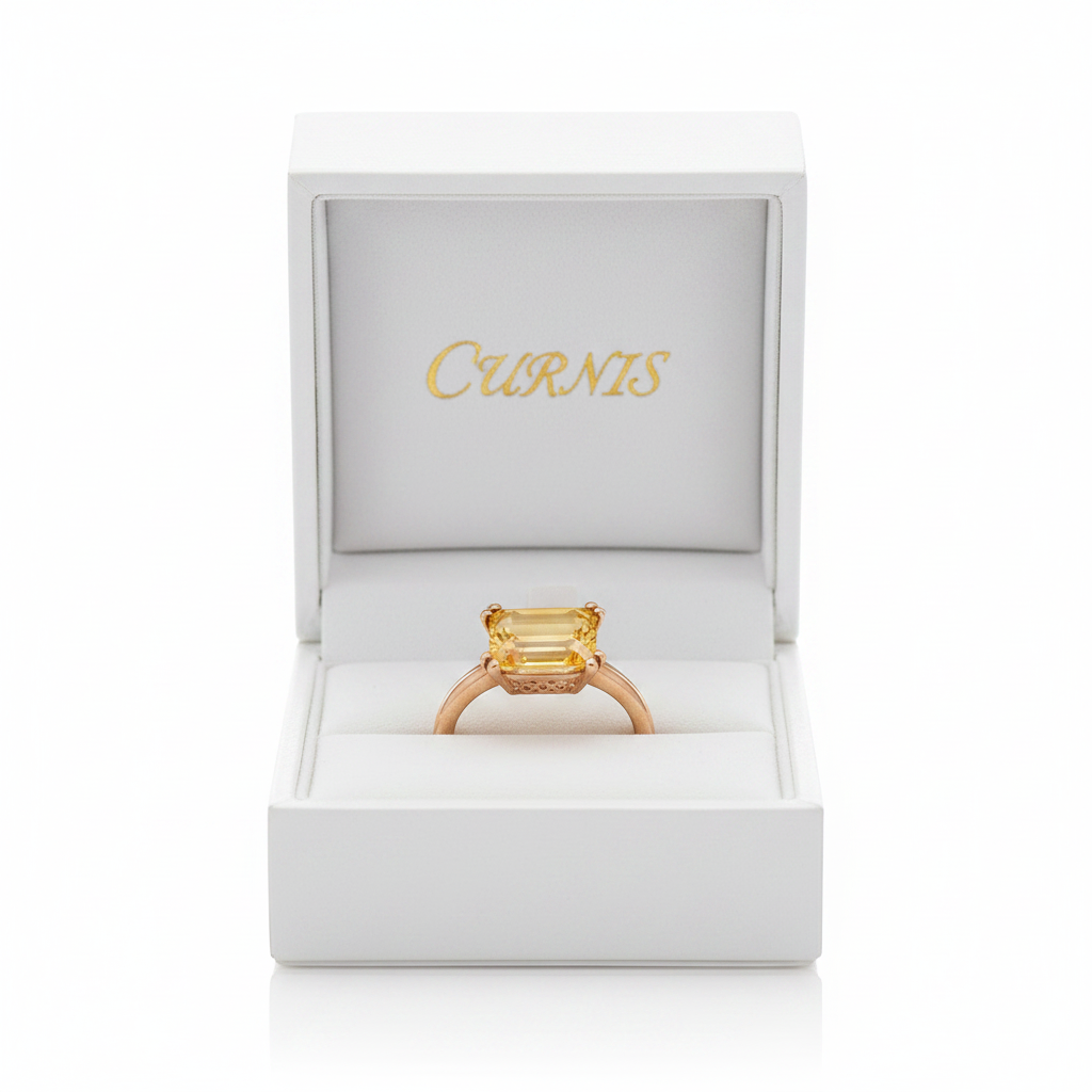 Anello  Caramel Emerald Orange 9Kt