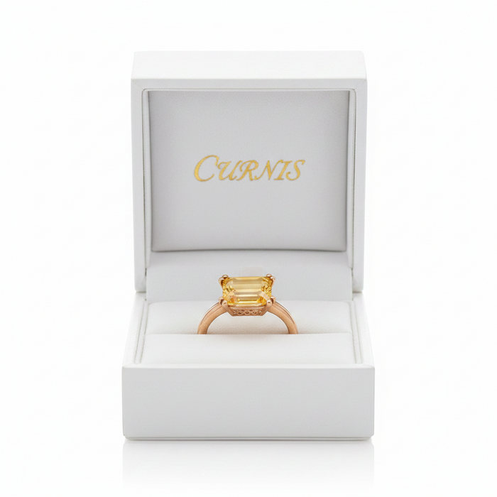 Anello  Caramel Emerald Orange 9Kt
