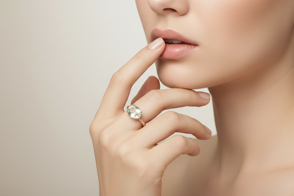 Anello Caramel  Verdeacqua 9Kt