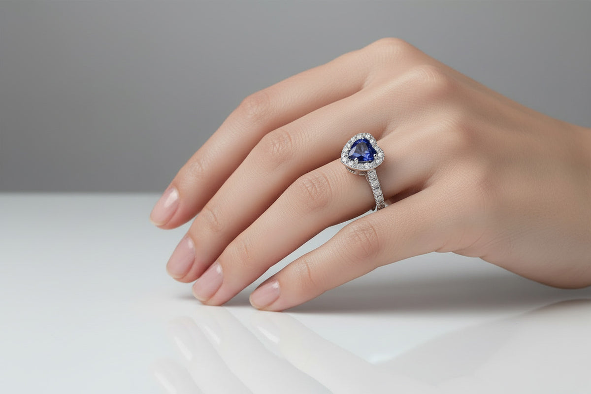 Anello Blu Heart