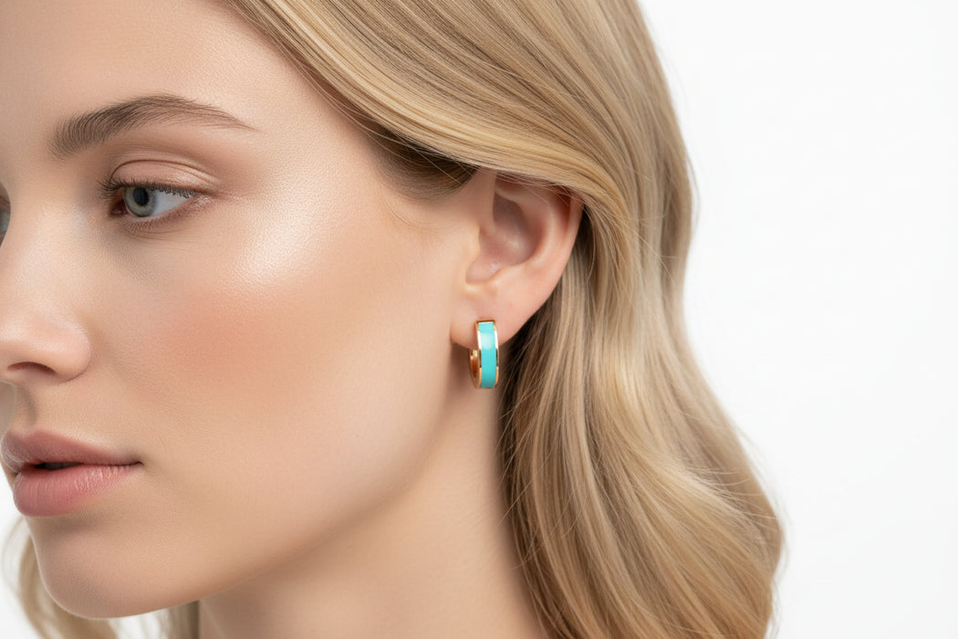 Orecchini Fluo Circle Turqoise