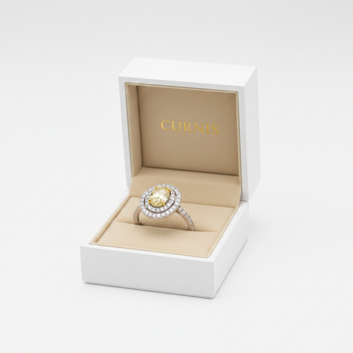 Anello diamante fancy yellow oval