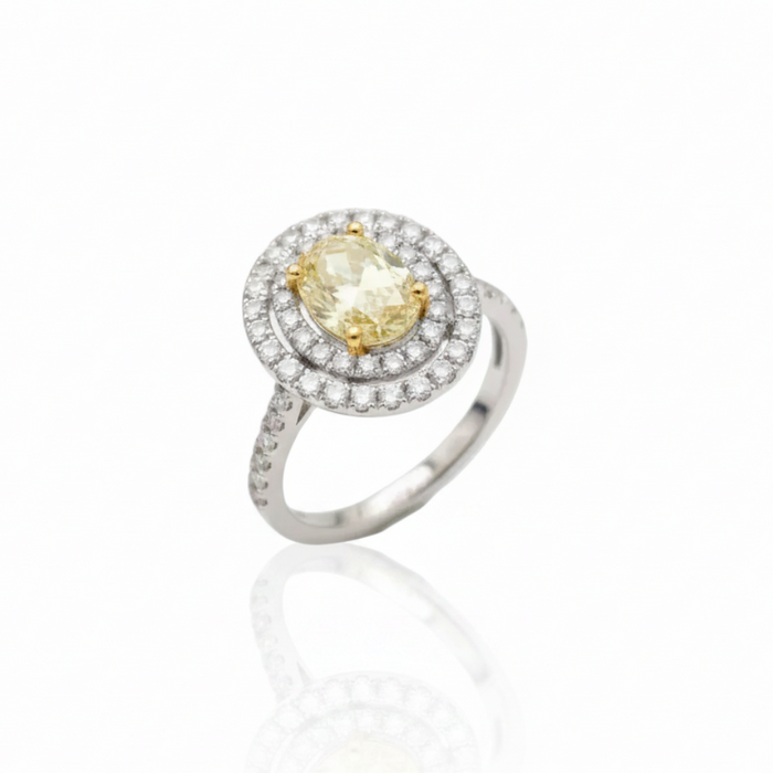 Anello diamante fancy yellow oval