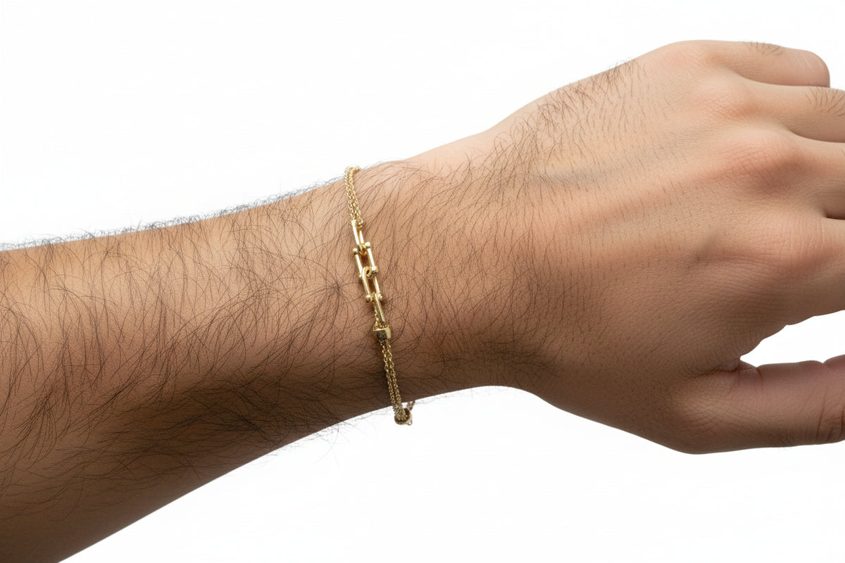 Braccialetto  in Oro Giallo 18kt con Doppia Catena
