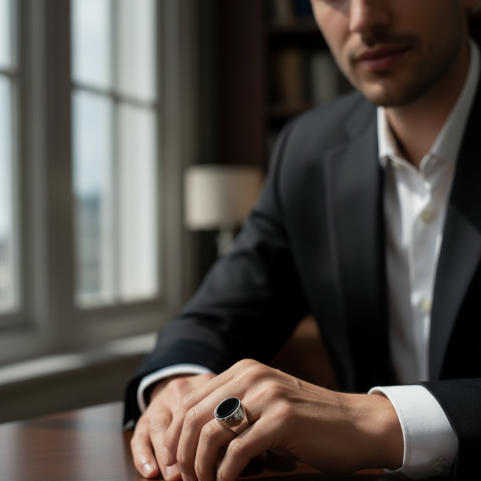 Anello Uomo Onyx Oval