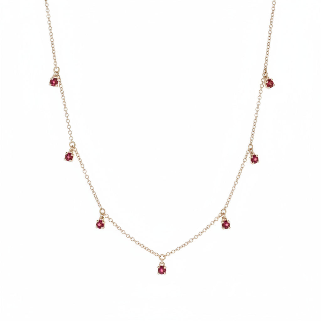 Collana in Oro Rosa  18kt con  Pendenti di Rubini