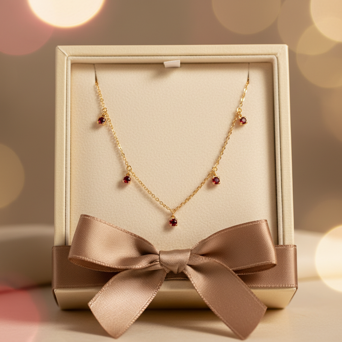 Collana in Oro Rosa  18kt con  Pendenti di Rubini