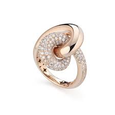 Anello in Oro Rosa 18kt con Pavé di Diamanti Taglio Brillante