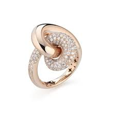 Anello in Oro Rosa 18kt con Pavé di Diamanti Taglio Brillante