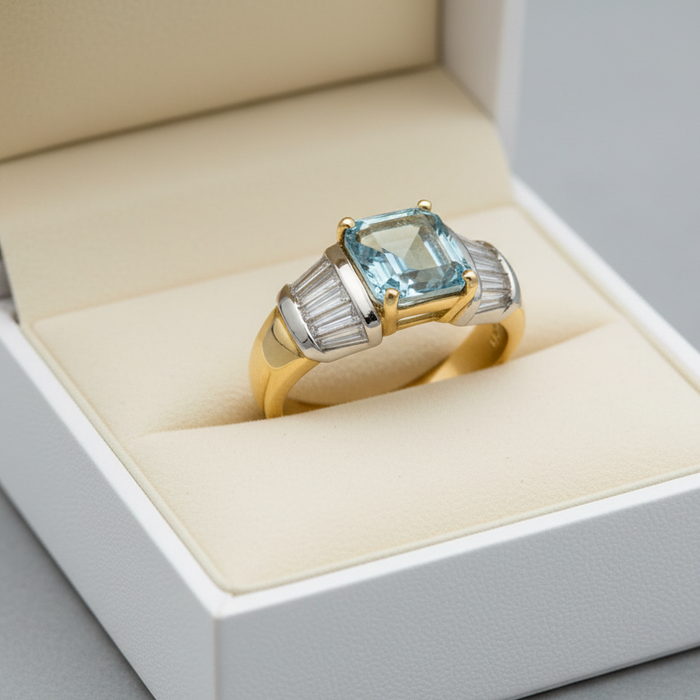 Anello Acquamarina Square