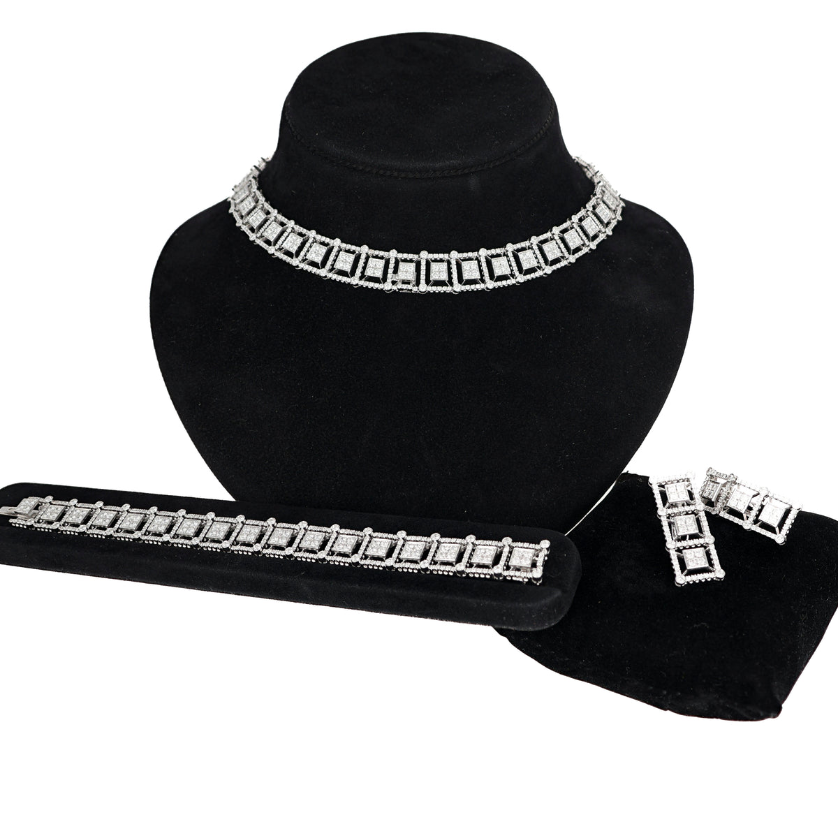 Parure "T Collection" in Oro Bianco con Diamanti