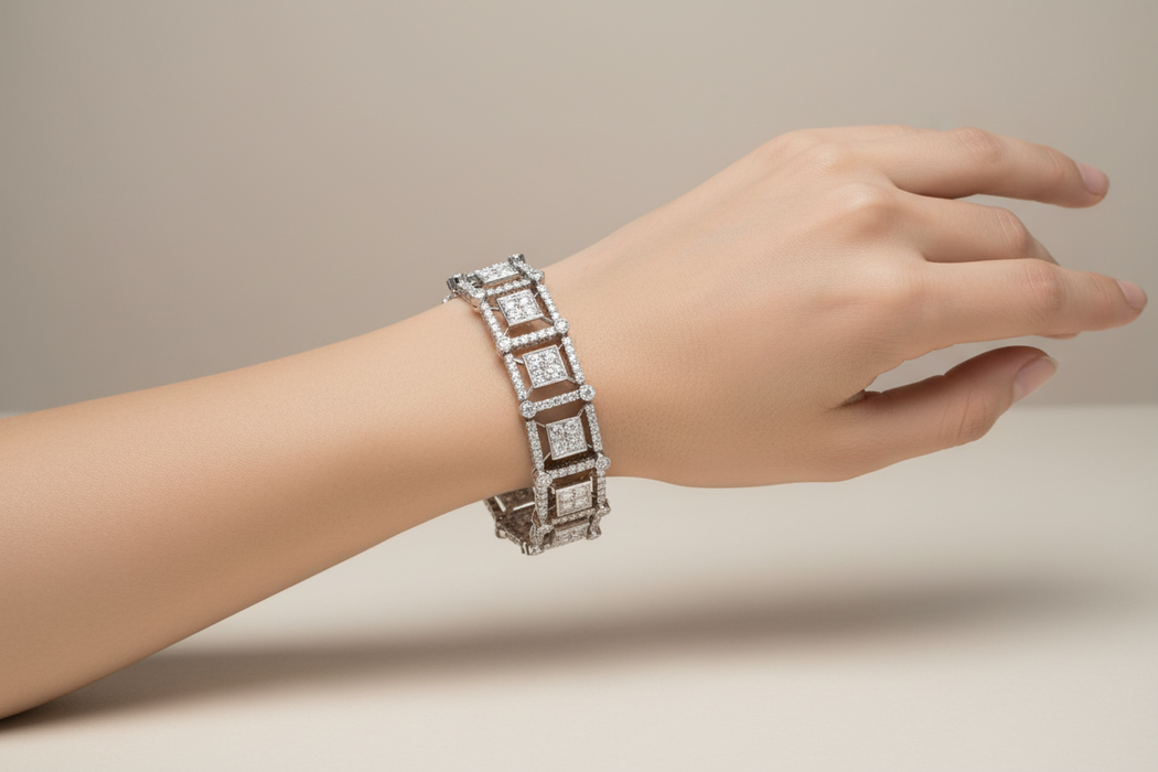 Parure "T Collection" in Oro Bianco con Diamanti