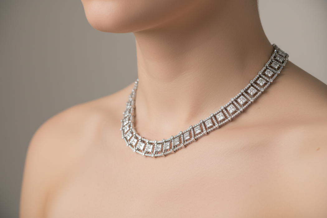 Parure "T Collection" in Oro Bianco con Diamanti