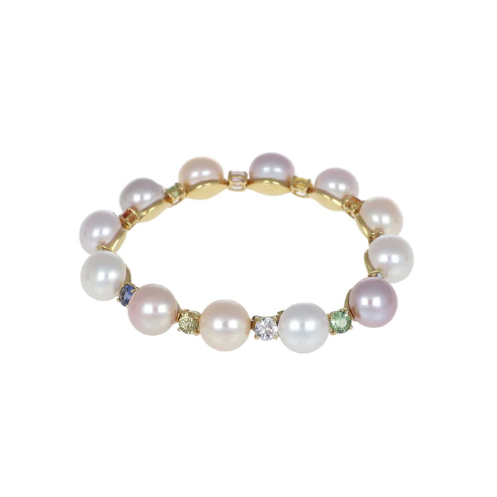 Bracciale in Oro Rosa 18 kt. con Perle e Zaffiri Multicolori – 3,20 ct