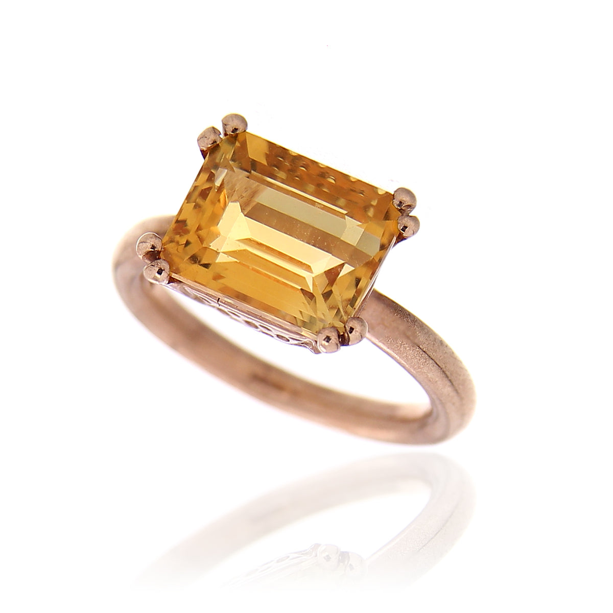 Anello  Caramel Emerald Orange 9Kt