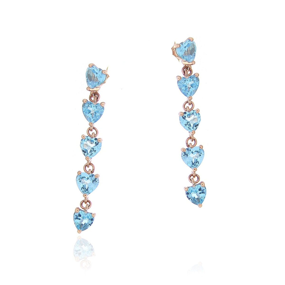 Orecchini Cascata Cuori Azul 9Kt