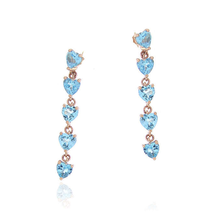 Orecchini Cascata Cuori Azul 9Kt